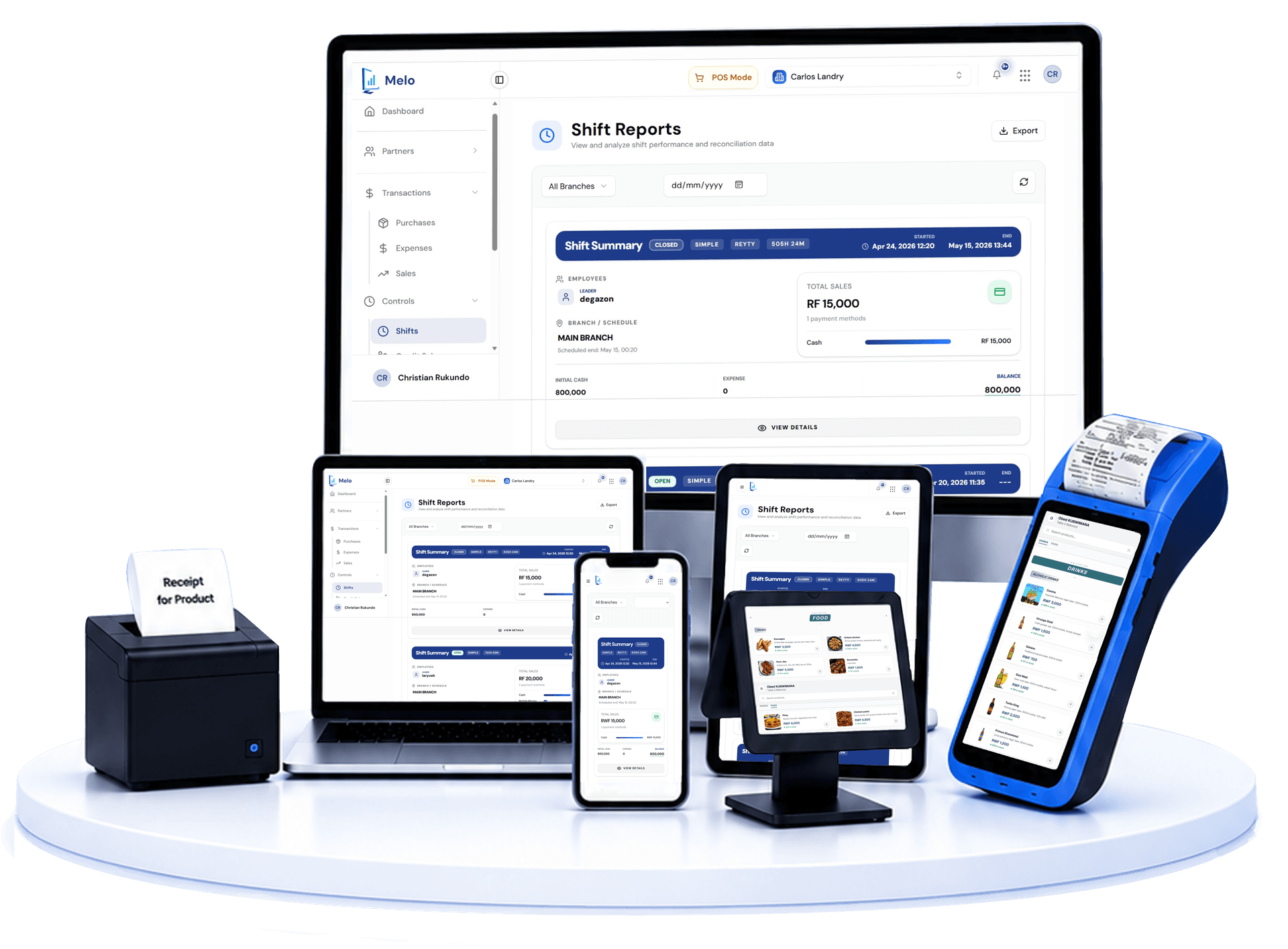Melo business management interface